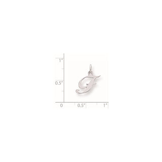 Sterling Silver Rhodium-plated Small Fancy Script Initial F Charm