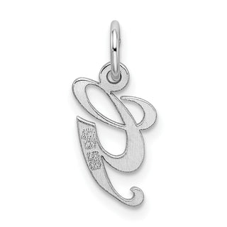 Sterling Silver Rhodium-plated Small Fancy Script Initial G Charm