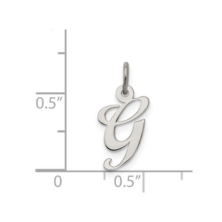 Sterling Silver Rhodium-plated Small Fancy Script Initial G Charm