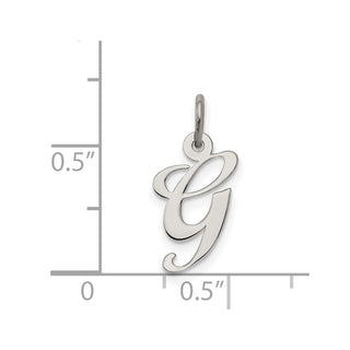 Sterling Silver Rhodium-plated Small Fancy Script Initial G Charm
