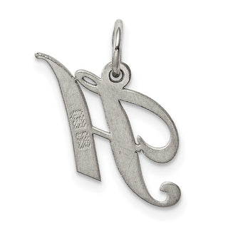 Sterling Silver Rhodium-plated Small Fancy Script Initial H Charm