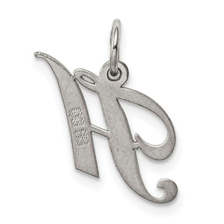 Sterling Silver Rhodium-plated Small Fancy Script Initial H Charm