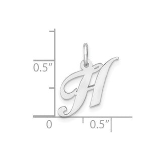 Sterling Silver Rhodium-plated Small Fancy Script Initial H Charm