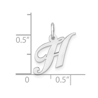 Sterling Silver Rhodium-plated Small Fancy Script Initial H Charm
