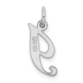 Sterling Silver Rhodium-plated Small Fancy Script Initial I Charm