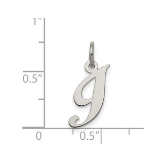 Sterling Silver Rhodium-plated Small Fancy Script Initial I Charm