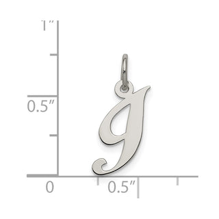 Sterling Silver Rhodium-plated Small Fancy Script Initial I Charm