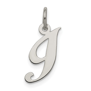 Sterling Silver Rhodium-plated Small Fancy Script Initial I Charm