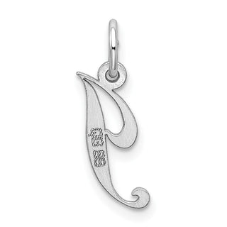Sterling Silver Rhodium-plated Small Fancy Script Initial J Charm