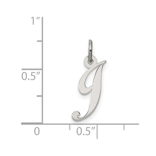 Sterling Silver Rhodium-plated Small Fancy Script Initial J Charm