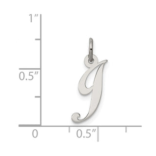 Sterling Silver Rhodium-plated Small Fancy Script Initial J Charm