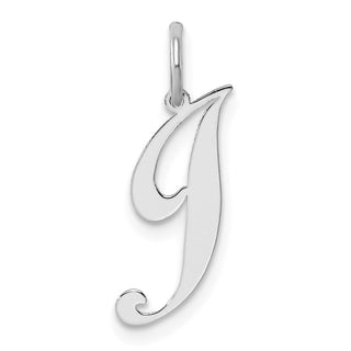 Sterling Silver Rhodium-plated Small Fancy Script Initial J Charm