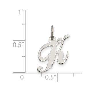 Sterling Silver Rhodium-plated Small Fancy Script Initial K Charm