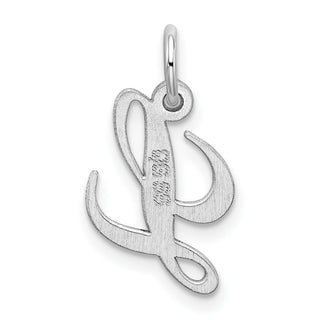 Sterling Silver Rhodium-plated Small Fancy Script Initial L Charm