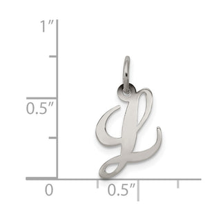 Sterling Silver Rhodium-plated Small Fancy Script Initial L Charm