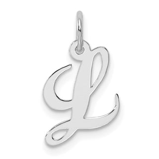 Sterling Silver Rhodium-plated Small Fancy Script Initial L Charm