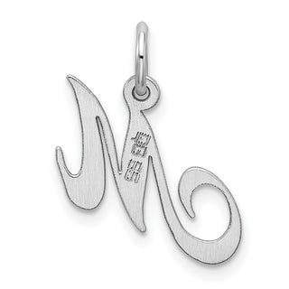 Sterling Silver Rhodium-plated Small Fancy Script Initial M Charm