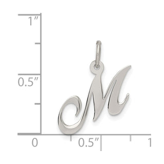 Sterling Silver Rhodium-plated Small Fancy Script Initial M Charm