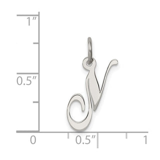 Sterling Silver Rhodium-plated Small Fancy Script Initial N Charm
