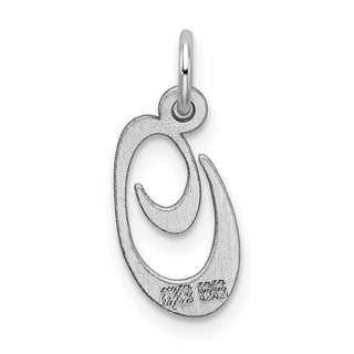 Sterling Silver Rhodium-plated Small Fancy Script Initial O Charm