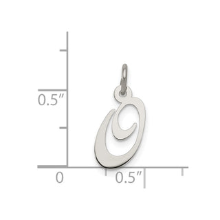Sterling Silver Rhodium-plated Small Fancy Script Initial O Charm