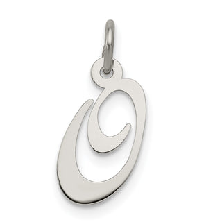 Sterling Silver Rhodium-plated Small Fancy Script Initial O Charm