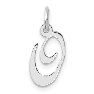 Sterling Silver Rhodium-plated Small Fancy Script Initial O Charm