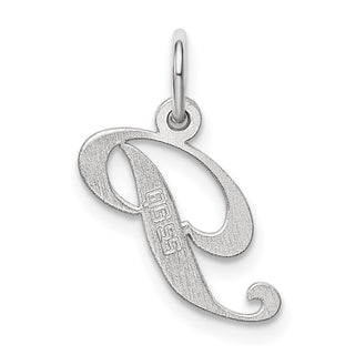 Sterling Silver Rhodium-plated Small Fancy Script Initial P Charm