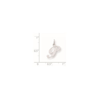 Sterling Silver Rhodium-plated Small Fancy Script Initial P Charm