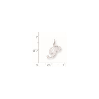 Sterling Silver Rhodium-plated Small Fancy Script Initial P Charm