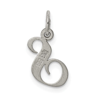 Sterling Silver Rhodium-plated Small Fancy Script Initial S Charm