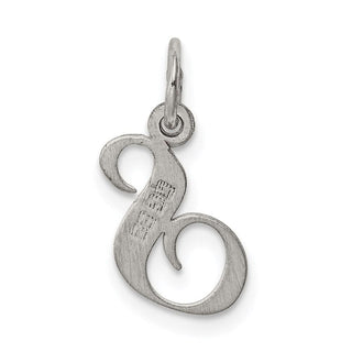 Sterling Silver Rhodium-plated Small Fancy Script Initial S Charm