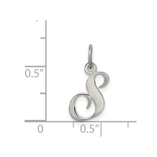 Sterling Silver Rhodium-plated Small Fancy Script Initial S Charm