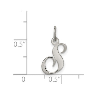 Sterling Silver Rhodium-plated Small Fancy Script Initial S Charm