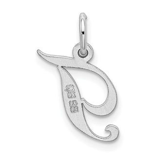Sterling Silver Rhodium-plated Small Fancy Script Initial T Charm