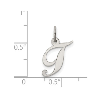 Sterling Silver Rhodium-plated Small Fancy Script Initial T Charm