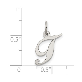 Sterling Silver Rhodium-plated Small Fancy Script Initial T Charm
