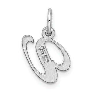 Sterling Silver Rhodium-plated Small Fancy Script Initial V Charm