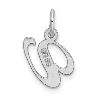 Sterling Silver Rhodium-plated Small Fancy Script Initial V Charm
