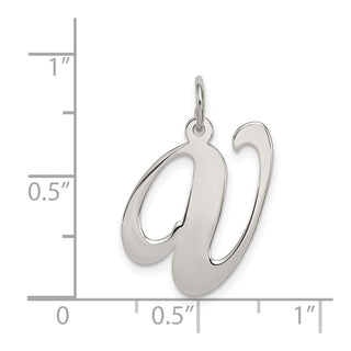 Sterling Silver Rhodium-plated Small Fancy Script Initial V Charm