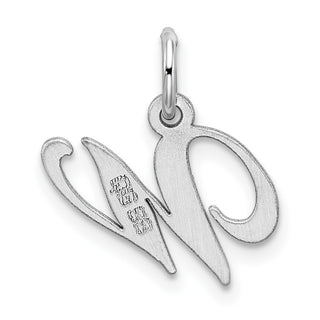 Sterling Silver Rhodium-plated Small Fancy Script Initial W Charm