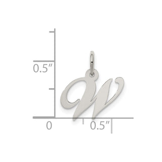 Sterling Silver Rhodium-plated Small Fancy Script Initial W Charm