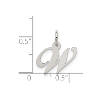 Sterling Silver Rhodium-plated Small Fancy Script Initial W Charm
