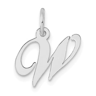 Sterling Silver Rhodium-plated Small Fancy Script Initial W Charm