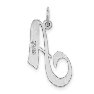 Sterling Silver Rhodium-plated Medium Fancy Script Initial A Charm