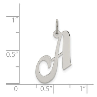 Sterling Silver Rhodium-plated Medium Fancy Script Initial A Charm