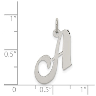 Sterling Silver Rhodium-plated Medium Fancy Script Initial A Charm