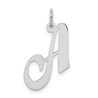 Sterling Silver Rhodium-plated Medium Fancy Script Initial A Charm