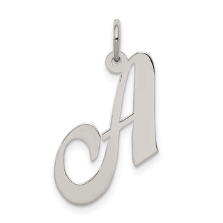 Sterling Silver Rhodium-plated Medium Fancy Script Initial A Charm