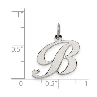 Sterling Silver Rhodium-plated Medium Fancy Script Initial B Charm